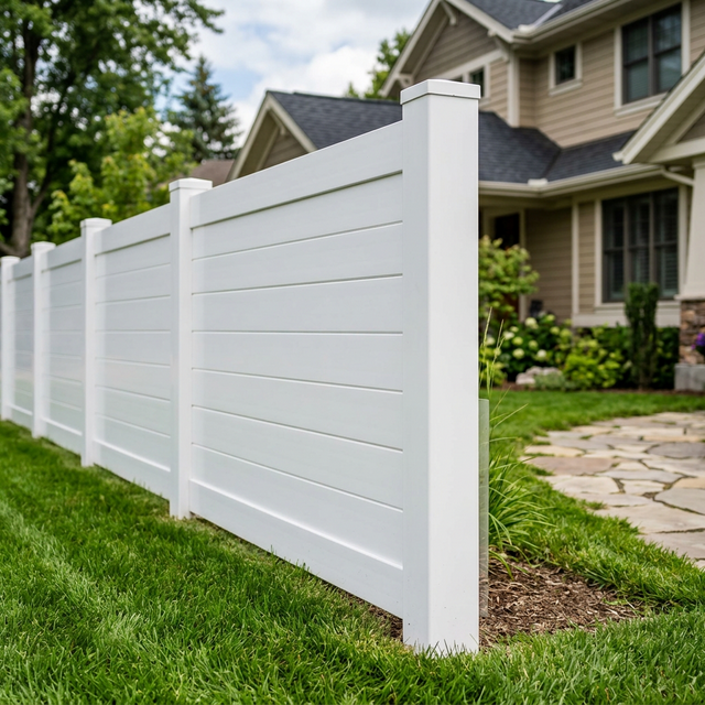 Signature Fence Solutions Experts installing a beautiful vinyl fence